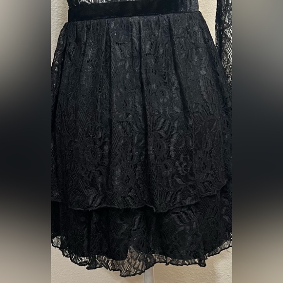 EUC Zara Lace Tier Dress with Jewel Buttons size S Black - Picture 6 of 10